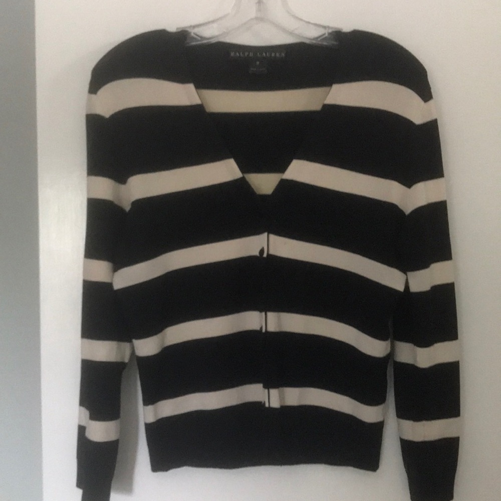 RALPH LAUREN Black Label blk/cream stripe sweater